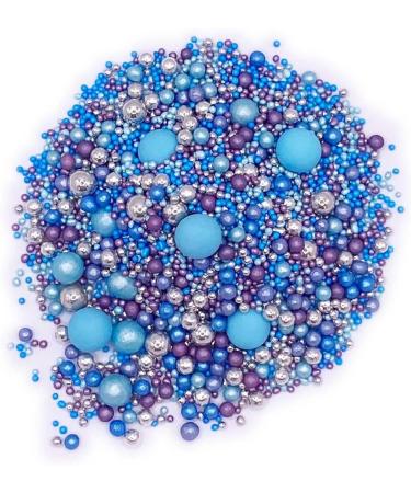 Twist Ingredients - Pearls Mix - Twinkle Mermaid Cake Topper Sprinkles - 1kg Edible Pearl Ball Cupcake Decorations - Metallic Shimmer Purple Blue & Silver Mix - Buy Online on SooperMarket.com