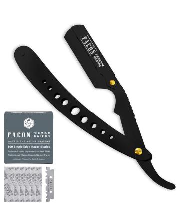 100 BLADES + Facn Professional Classic Straight Edge Barber Razor - Salon Quality Cut Throat Shavette