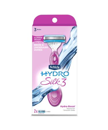 Schick Hydro Silk 3 Razors for Women with 2 Razor Blades Refills