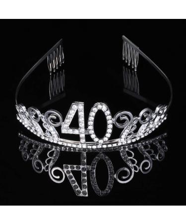 Rhinestone 40th Birthday Tiara - Silver Crystal Crown Headband for Women and Girls - Buy Online on SooperMarket.com