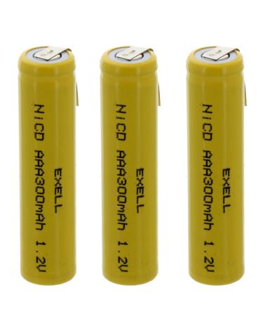 3x Exell AAA 1.2V 300mAh NiCD Rechargeable Batteries with Tabs for instruments/equipment electric razors toothbrushes radio controlled devices electric tools