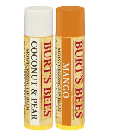 Burt's Bees Coconut & Pear and Mango Lip Balm - 100% Natural, Moisturizing with Beeswax & Fruit Extracts - 2 Tubes 2 Fl OZ & 0.15 Ounce (Pack of 2) - Buy Online on SooperMarket.com