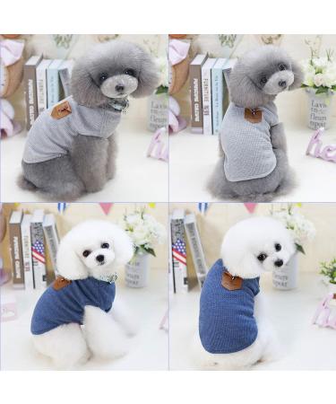 Yaodhaod Small Dog Shirt - Blue & Gray Cotton Clothing for Dogs & Cats (2 Pack) | Perfect for Teacup Teddies & Dwarf Rabbits - Buy Online on SooperMarket.com