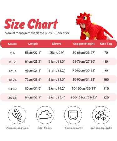 COOKY.D Unisex Winter Hooded Romper Jumpsuit | Dragon Design | 12-18 Months - Buy Online on SooperMarket.com