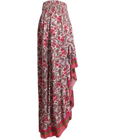 Sanahy Women Boho Floral Print High Low Maxi Dress - Red - Buy Online on SooperMarket.com