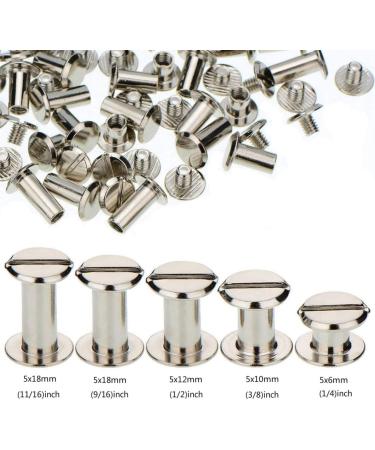 100 Sets Screw Post Metal Chicago Screws Binding Screw Leather Screw Nail Rivet Button Solid Belt Tack Screw (Silvery  1/4  3/8  1/2  9/16 11/16 Inches) - Buy Online on SooperMarket.com