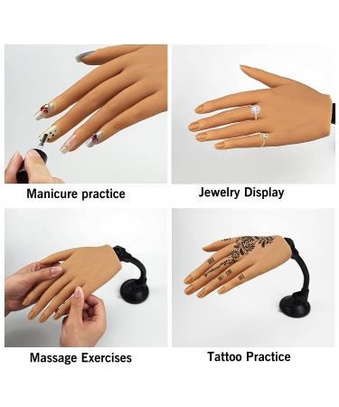 Flexible Silicone Practice Hand for Acrylic Nails - Life Size Female Mannequin Hand with Stand for Nail Art Practice (3# Left Hand) - Buy Online on SooperMarket.com