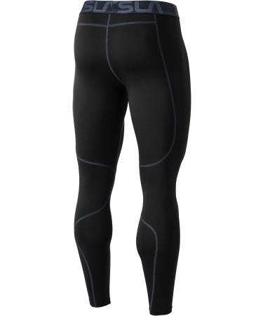 Shop TSLA Men's Thermal Compression Underwear | Winter Sports Leggings with Fleece Lining - Heatlock Technology | Black & Charcoal - Buy Online on SooperMarket.com