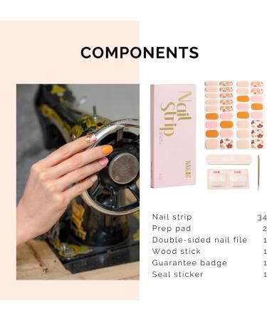 NAILOG Semi Cured Gel Nail Strips 34 pcs Salon-Quality Gel Nail Stickers Long Lasting Nail Wraps for Women with Soft Gel Finish Christmas New Year Design Waltz of The Flowers - Buy Online on SooperMarket.com