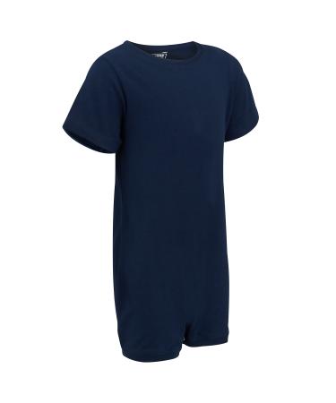 Special Needs Clothing Popper Vest Short Sleeve Bodysuit with Crouch Snap Button Adaptive Clothing For Children with Special Needs Supersoft Cotton Elastane Fabric By Kaycey 15-16 Years Navy