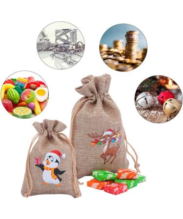 PLAFOPE Holiday Bags 12pcs Christmas Drawstring Bag Candy Bags Xmas Candy Bag Drawstring Storage Bags Miss Cartoon - Buy Online on SooperMarket.com