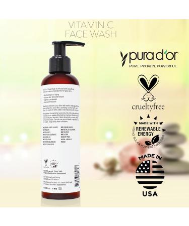 PURA D OR Vitamin C Face Wash 8 Oz | Antioxidant Rich Brightening Cleanser | Hydrating & Gentle | Sulfate & Paraben Free | For All Skin Types - Buy Online on SooperMarket.com