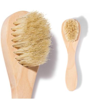 2-Pack Face Brush Set for Cleansing and Exfoliation | Natural Bristles, Wood Handle | Deluxe Travel Bag Included - Buy Online on SooperMarket.com