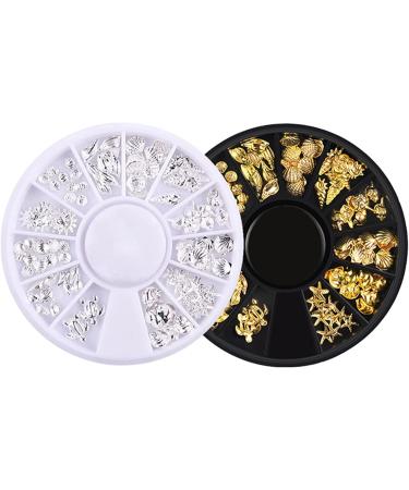 2 Boxes Metal 3D Ocean Nail Studs Star Starfish Shell Mix - 12 Grid Sizes Nail Art Decoration - Buy Online on SooperMarket.com