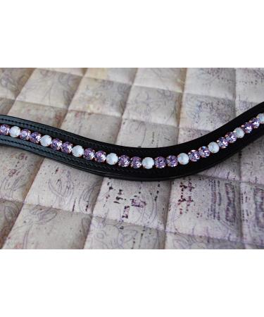 Happiness hing glittering straps 'Lilac love' in purple and light blue swing backed up (pony leather dark brown) pony leather dark brown