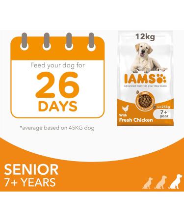 IAMS Complete Dry Dog Food for Senior 7+ Large Breeds with Chicken 12 kg Chicken 12 kg (Pack of 1) - Buy Online on SooperMarket.com