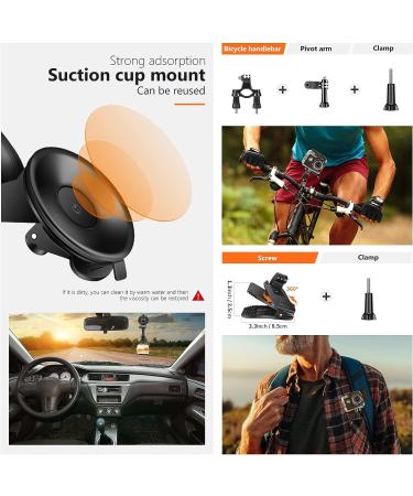 50-in-1 Action Camera Accessories Kit for GoPro, Insta360, DJI, Xiaomi, APEMAN, AKASO, Campark - Upgraded Bundle for Hero 11/10/9/8/7/6/5/4, Max, Fusion - Buy Online on SooperMarket.com