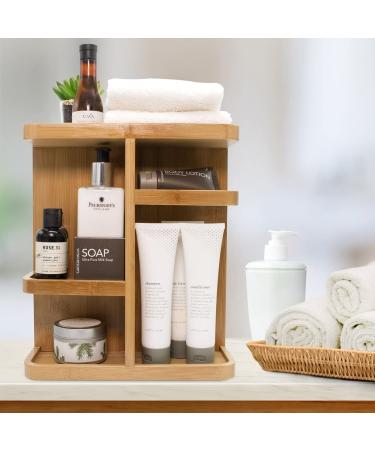 Sorbus 360 Bamboo Cosmetic Organizer - Multi-Function Storage Carousel for Makeup, Toiletries, and More - Ideal for Vanity, Desk, Bathroom, Bedroom, Closet, Kitchen - Eco-Friendly Bamboo - Buy Online on SooperMarket.com