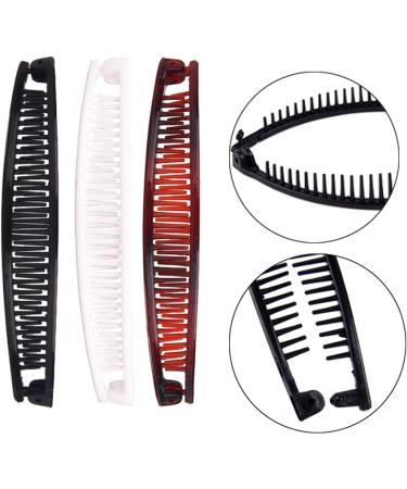 3 Piece Banana Hair Clip Set - Vintage Female Hair Accessories for Girls - Thick Hairpin Comb Tool - Beauty Fashion Clips - White Black Brown - Buy Online on SooperMarket.com