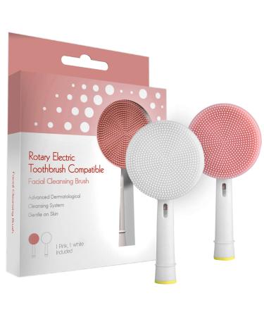 Facial Cleansing Brush Replacement Head Compatible with Oral B Braun Electric Toothbrush Bases-2 Waterproof Silicone Face Spin Brushes for Cleansing  Exfoliating  Deep Cleaning & Massaging
