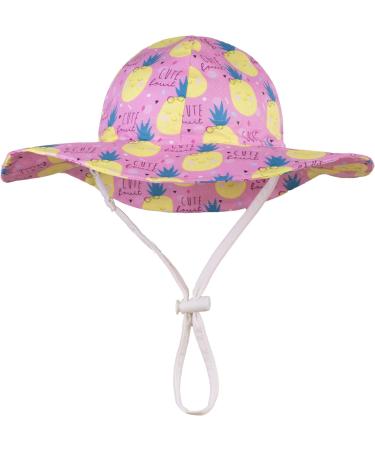 LANGZHEN Baby Girls Sun Protection Hat with Chin Strap, Pineapple Design - 1-2 Years - Buy Online on SooperMarket.com