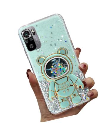 Tivenfezk Nadoli for Xiaomi Redmi Note 10 4G Treibsand B r Astronaut Hidden Stand Shell cartoon glitter astronaut stand soft silicone bling cell phone case transparent protective cover xiaomi redmi note 10 4g green