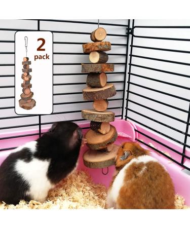 Natural Organic Apple Wood Chew Toys, 2 Pack Small Animal Snacks Toys Suitable for Bunny, Chinchilla, Guinea Pigs, Hamsters Teeth Grinding