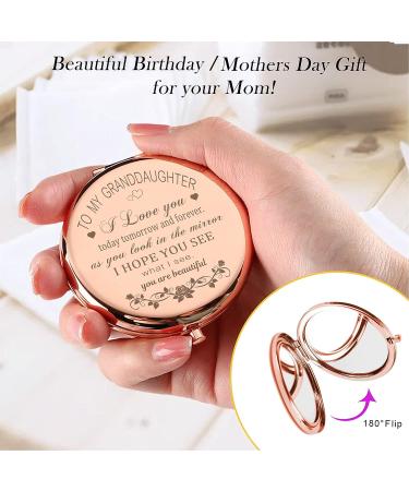 Granddaughter Gifts from Grandma and Grandpa - Rose Gold Makeup Compact Mirror for Granddaughter | Birthday Gift for Granddaughter - Buy Online on SooperMarket.com