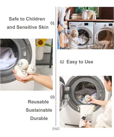6-Pack Wool Dryer Balls - Reusable Laundry Balls for Natural Fabric Softening and Wrinkle Release - Organic Eco-Friendly Dryer Balls for Pet Hair Removal - Drying Ball Alternative to Dryer Sheets - Buy Online on SooperMarket.com