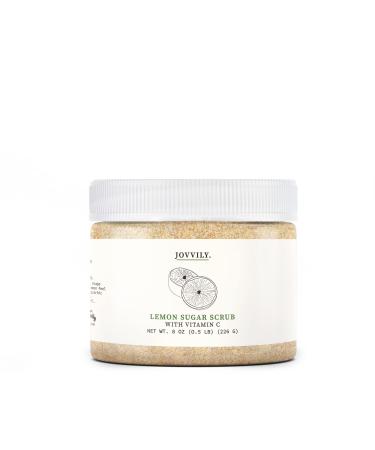 Jovvily Lemon Sugar Scrub - 8 oz - Exfoliator & Moisturizer - Natural Lemon Scent Lemon 8 Ounce (Pack of 1)