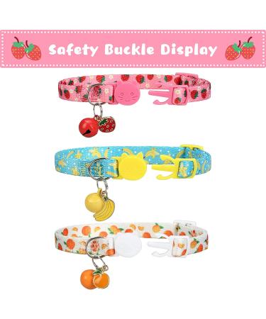 VKPETFR Breakaway Cat Collars with Bell & Cute Pendants - 3 Pack Adjustable Safety Kitten Collars - Ideal Decoration for Girl Boy Cats, Puppies, and Small Pets - Buy Online on SooperMarket.com