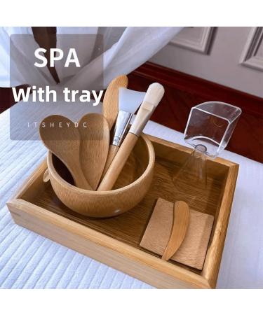 Face Mask Mixing Bowl Set - Bamboo DIY Facial Tools for Skin Care | Complete Mixing Tool Kit with Bowl Spatula Spoon & Brush Applicator - Buy Online on SooperMarket.com