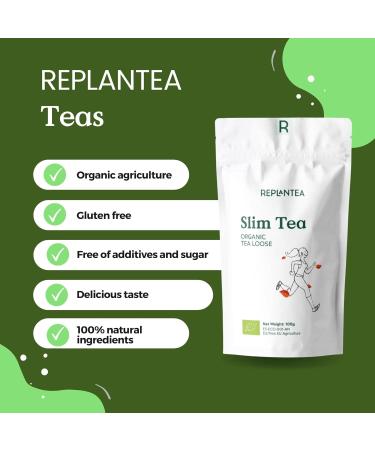 Slim Tea Organic 100g (50 Cups) | Detox Loose Leaf Tea with Matcha Mate Ginger Turmeric Cinnamom Mint REPLANTEA - Buy Online on SooperMarket.com
