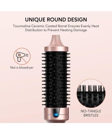 Terviiix 38MM Ceramic Tourmaline Ionic Curling Iron Brush - Volumizing Hot Brush for Root Volume & Loose Curls - Digital Display, 5 Temperatures, Dual Voltage - Rose Gold - Buy Online on SooperMarket.com