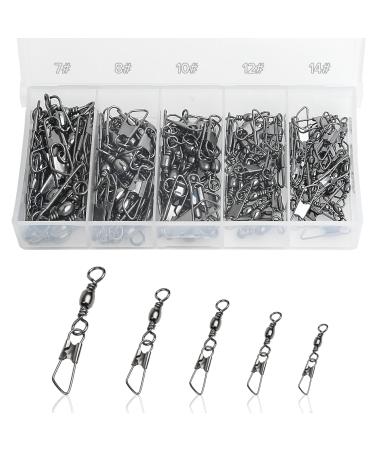 Realure 100/200 pieces of vertebrae fishing trout fishing for vertebral carabiner stainless steel fishing vertebrae with carabiner fish bait angel vertebrae for salt water vertebrae fishing accessories vertebrae 5 size 7# 10# 12# 14#