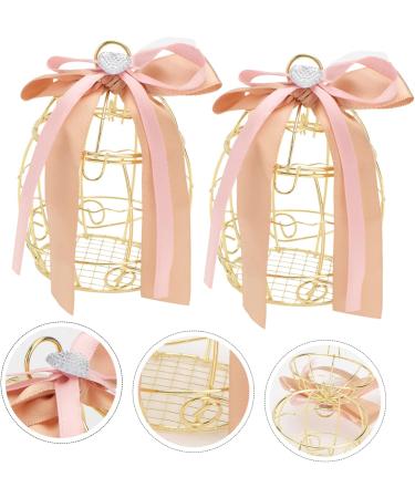 COOLHIYA Bird Cage 2pcs Box Bell Creative Treats Birdcage Wedding Sweets Birthday for Party Shaped Golden 8.3X6.7CM - Buy Online on SooperMarket.com