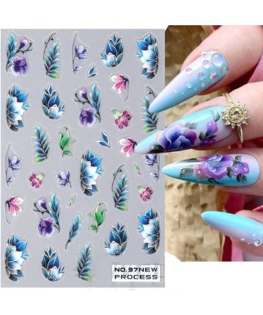 5D Embossed Spring Pink Magnolia Nail Art Stickers - Self Adhesive Floral Decals for Women Manicure - Buy Online on SooperMarket.com