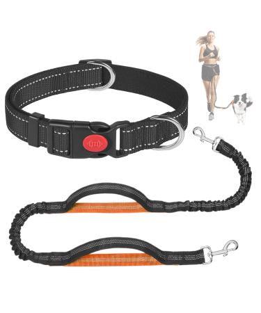 Jogging leash dogs pile belt dog leash for large and medium -sized dogs retractable leash with double handle & waist belt jogging dog leash for large and medium -sized dogs (orange)