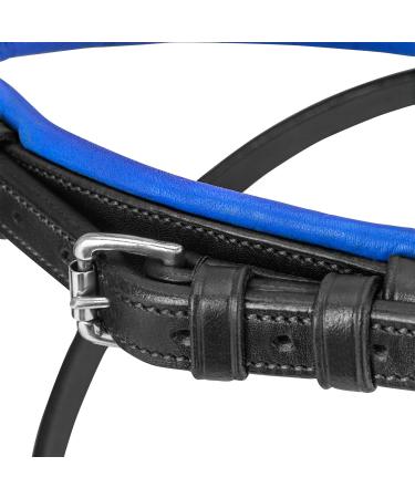 Sunride English Combined Bridle Hawaii with Reins - Soft Real Leather Adjustable & Anatomical - COB Black/Blue - International Shipping Available - Buy Online on SooperMarket.com