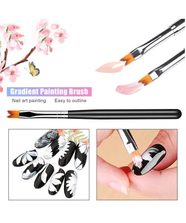 Premium HanyoSheng 8-Piece Nail Art Brush Set - Floral & Gradient Designs for Professional DIY Nail Art - Buy Online on SooperMarket.com