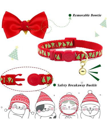 Azuza 2 Pack Cat Collar Breakaway with Bell and Removable Bowtie - Adjustable from 8-12 inches - Christmas Gift Set - Buy Online on SooperMarket.com