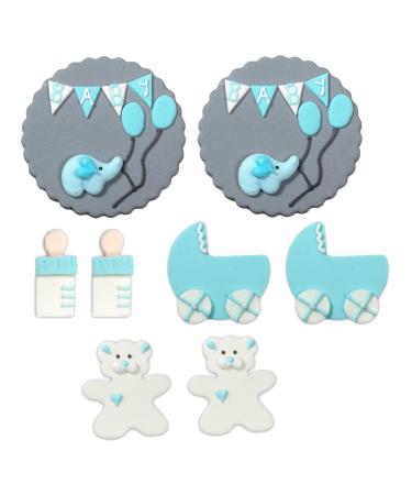 Baking Decorations Baby Mix Set in Blue 8 Pieces Various Baby Motifs as Fondant Decoration for Baking Cupcakes & Muffins Ideal for Baby Showers & Gender Reveal Parties