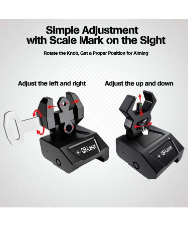 Premium QR-Laser Tactical Flip Up Iron Sights Set for Rifle | Low Profile Front Rear Red Dot | Picatinny & Weaver Rail Compatible - Buy Online on SooperMarket.com