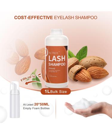 Eyelash Extension Cleanser Almond 1L Natural Lash Extension Shampoo Professional Eyelid Foaming Cleanser Paraben & Sulfate Free Non-lrritating with Salon and Home Care - Buy Online on SooperMarket.com
