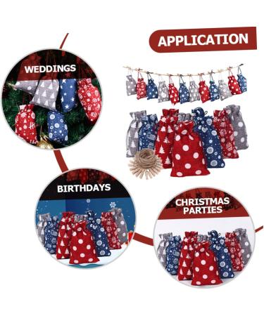 CIYODO 1 Set Christmas Advent Calendar Bags Drawstring Bag Candy Drawstring Bag Calendars Wood - Buy Online on SooperMarket.com