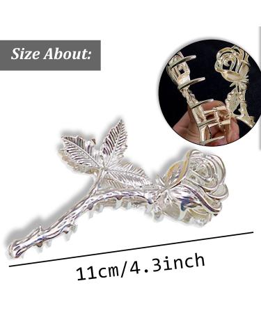 2Pcs Metallic Rose Hair Claw Clips - Medium Size Elegant Floral Barrettes for Women with Thick or Thin Hair - Strong Hold and Stylish Hair Accessory - Buy Online on SooperMarket.com