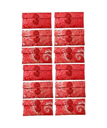 Ciieeo 12 Pcs Buckle Fabric Red Envelope Wedding Gift Wrap Bag Envelopes Chinese Year Money Bag Spring Festival Chinese Hong Bao Chinese Knot Red Envelope Money Packet Currency Pocket