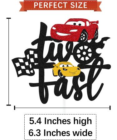 Race Car Cake Topper for 2nd Birthday Party - Checkered Flag Decoration for Kids - Buy Online on SooperMarket.com