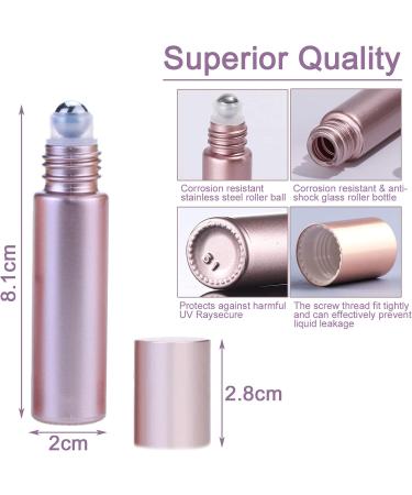 Alledomain 10Pcs 10ml Essential Oil Roller Bottles Refillable Rose Gold Color Roll on Bottles Glass Roll Bottles with Stainless Steel Balls & Rose Gold Cap Include 12 Labels Dropper & Opener Color 2 - Buy Online on SooperMarket.com