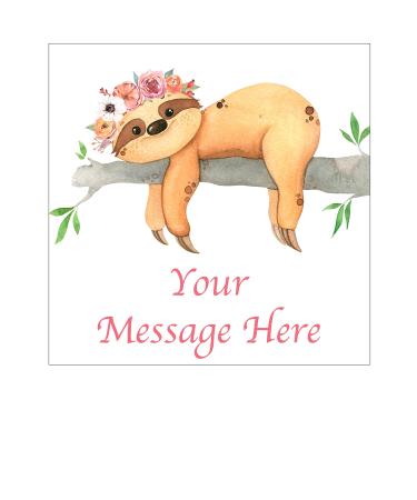 Cute Sloth Animal PERSONALISED 7.5 inch SQUARE on Decor Icing Sheet Edible Cake Topper - Perfect for Decorating Larger Cakes